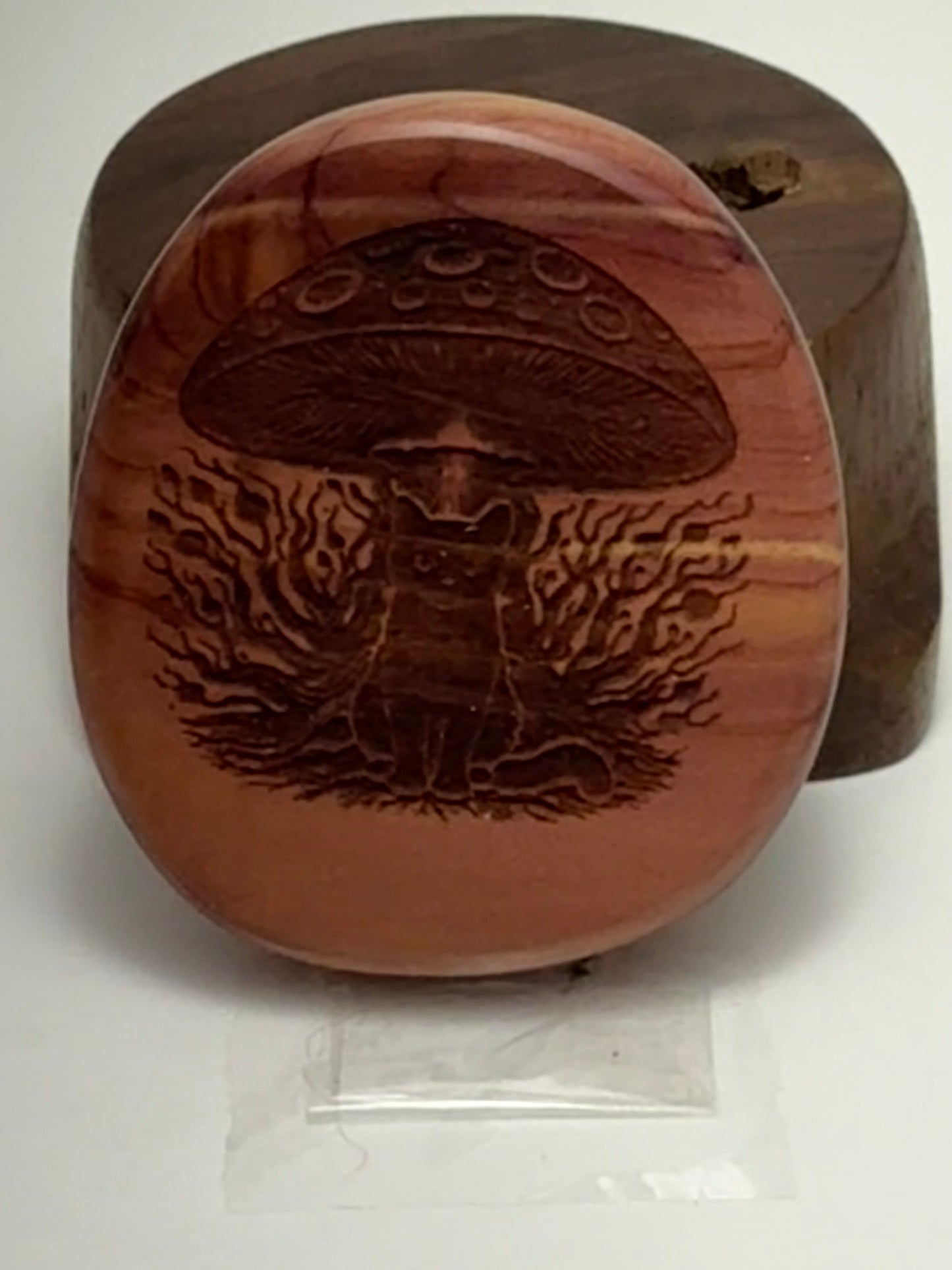 Aromatic Cedar Wood Palm Stone/Fidget Wood -Mystical Mushroom 74