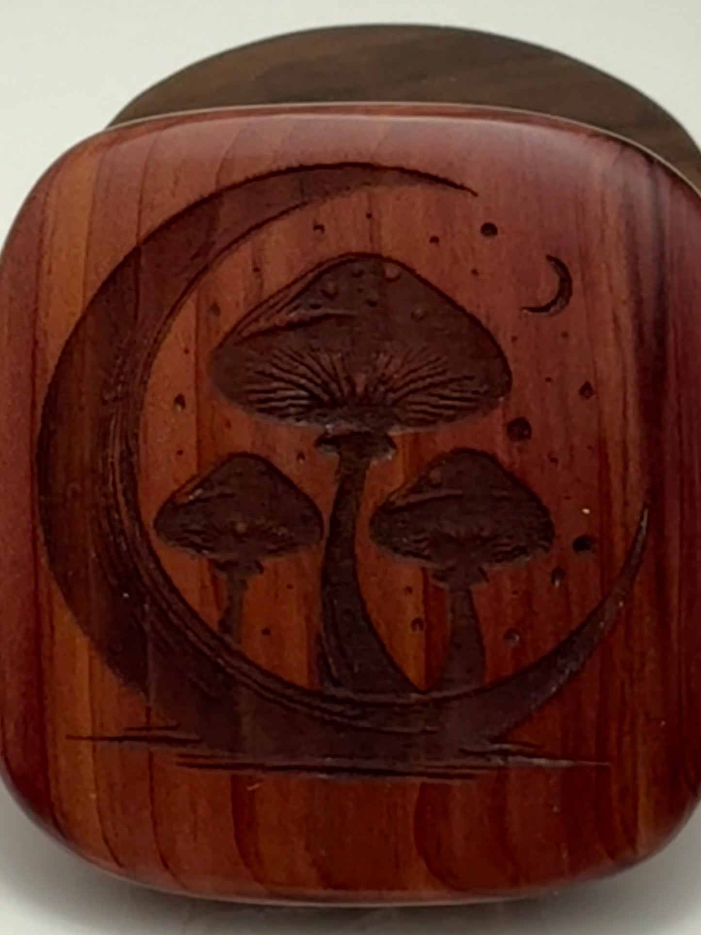 Aromatic Cedar Wood Palm Stone/Fidget Wood -Mystical Mushroom 198