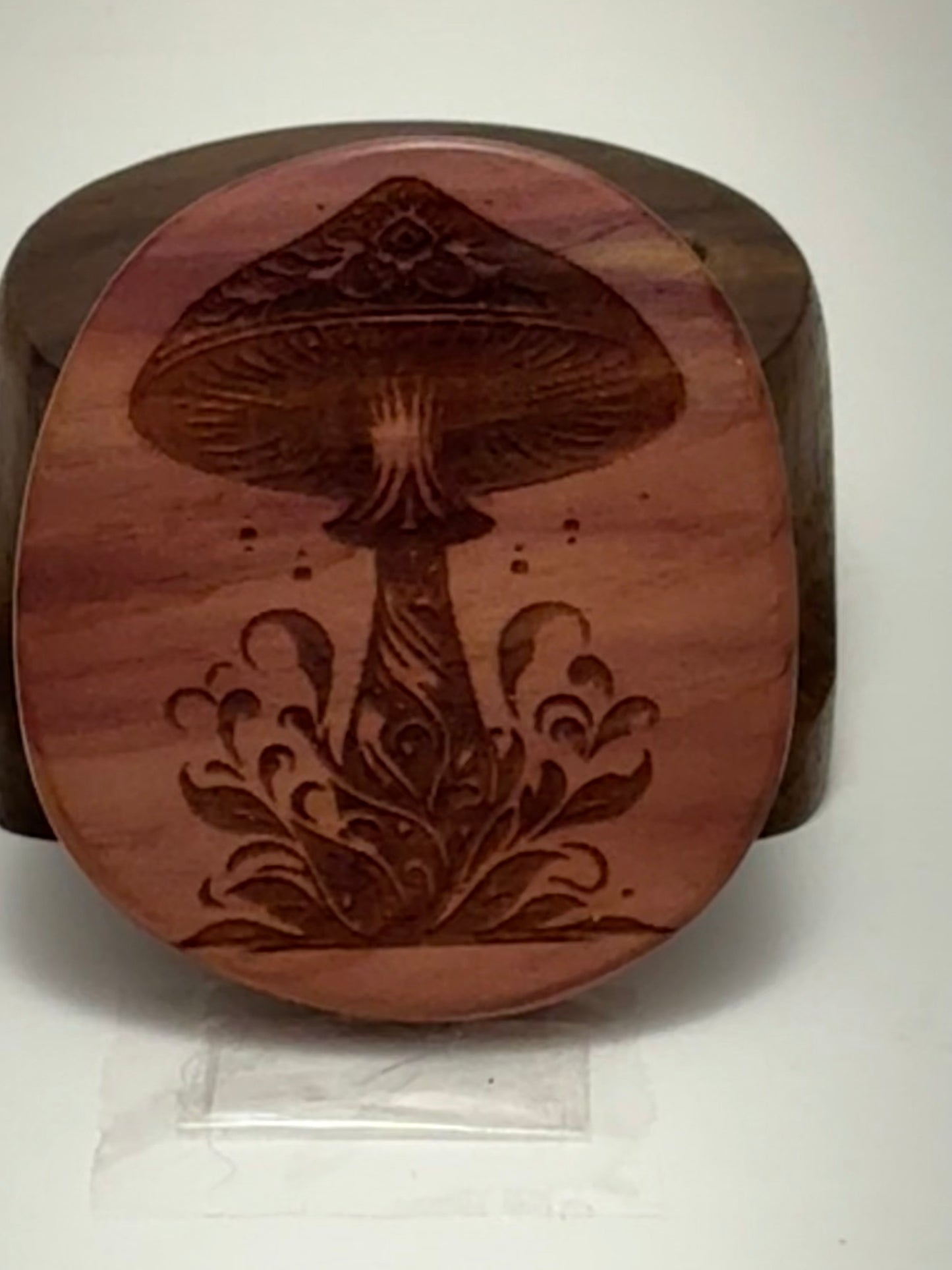 Aromatic Cedar Wood Palm Stone/Fidget Wood -Mystical Mushroom 151