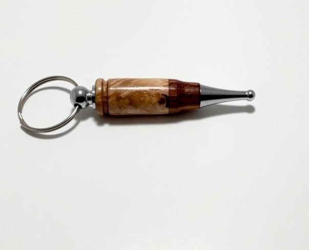 Maple burl/Sapele bullet style keychain