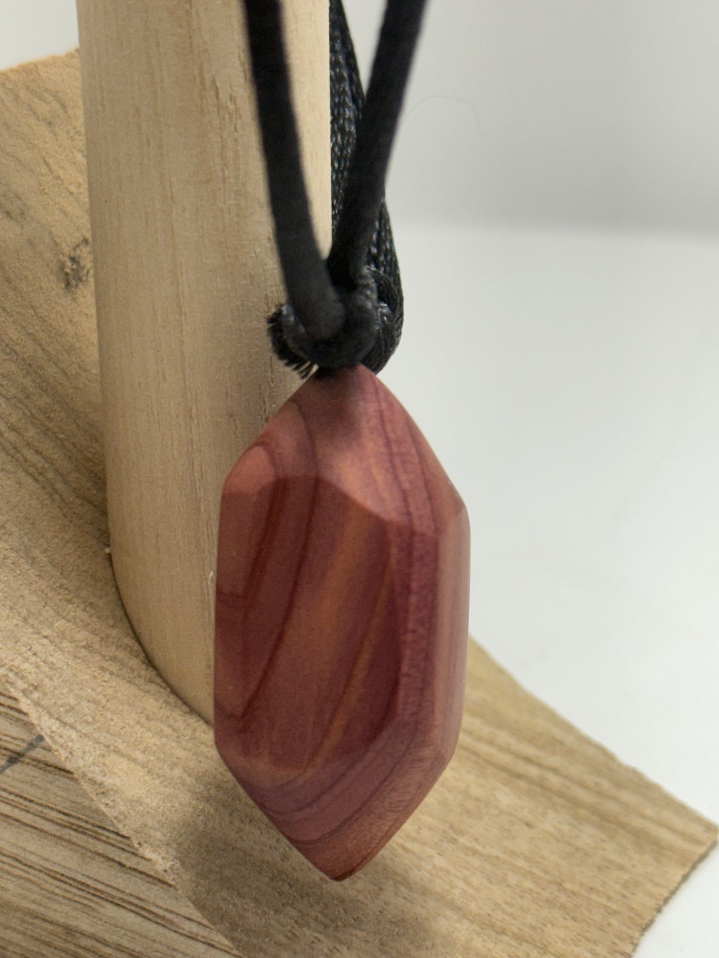 Aromatic Cedar Crystal Pendant w/ adjustable black nylon necklace