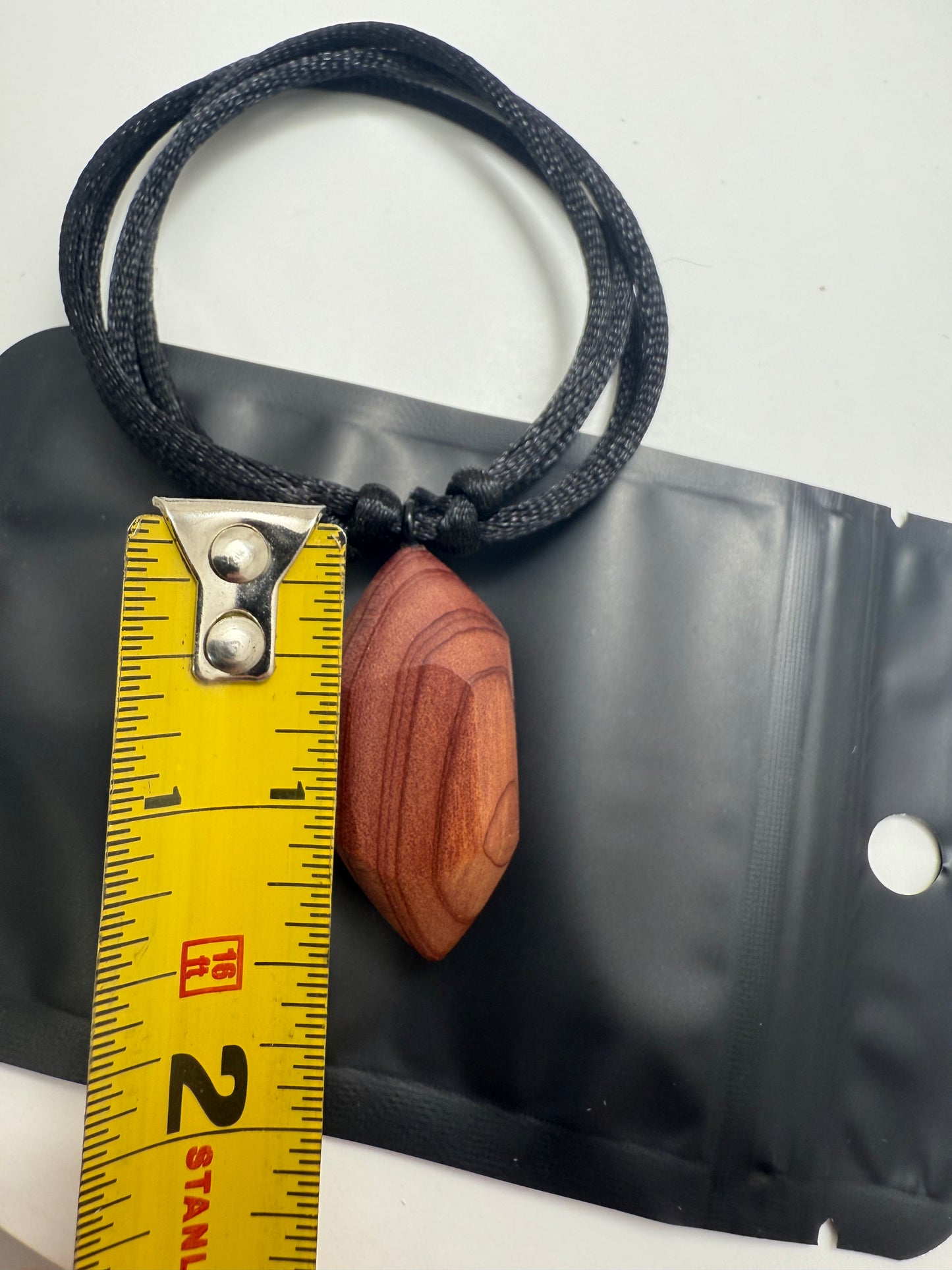 Aromatic Cedar Crystal Pendant w/ adjustable black nylon necklace