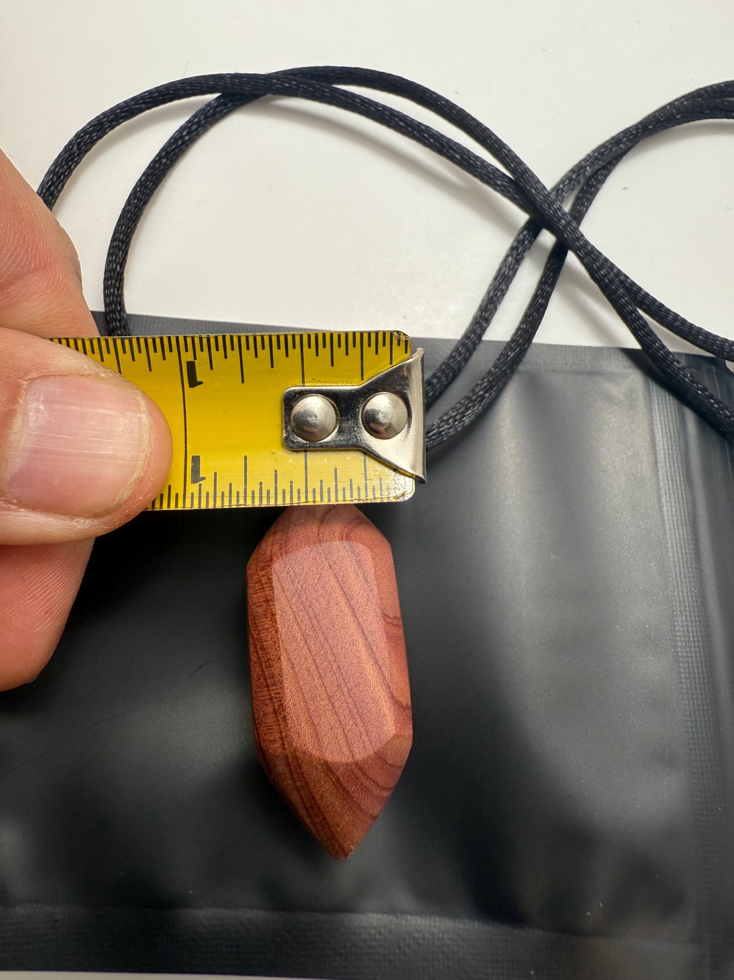 Aromatic Cedar Crystal Pendant w/ adjustable black nylon necklace
