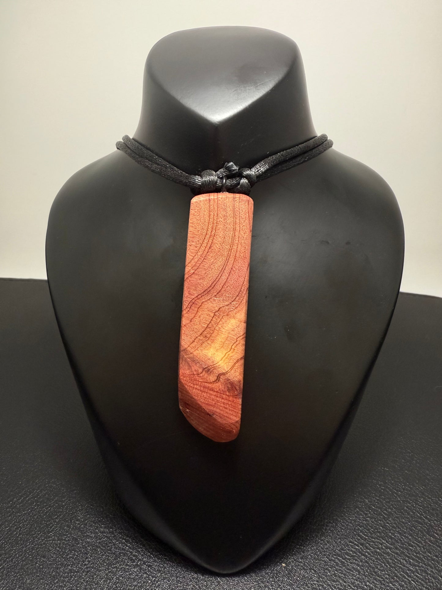 Aromatic Cedar Figured Pendant w/black nylon necklace