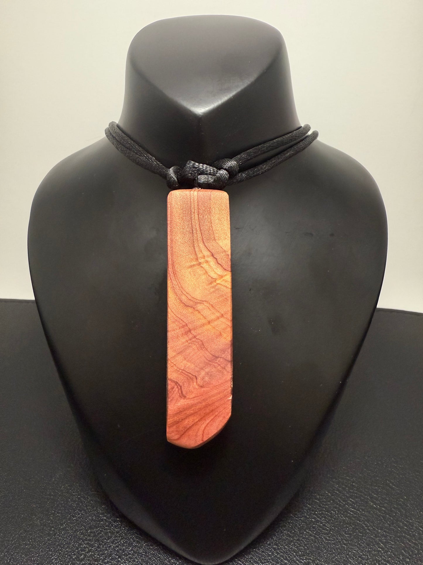 Aromatic Cedar Figured Pendant w/black nylon necklace