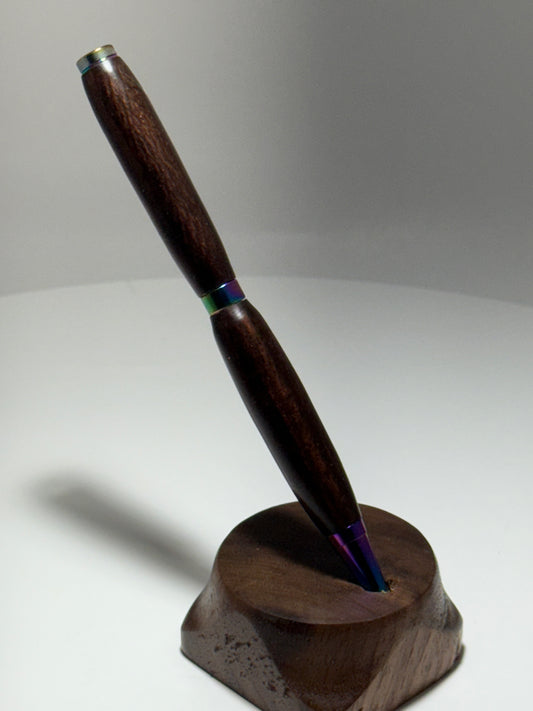 Indian rosewood slimline style twist pen w/multicolored trim