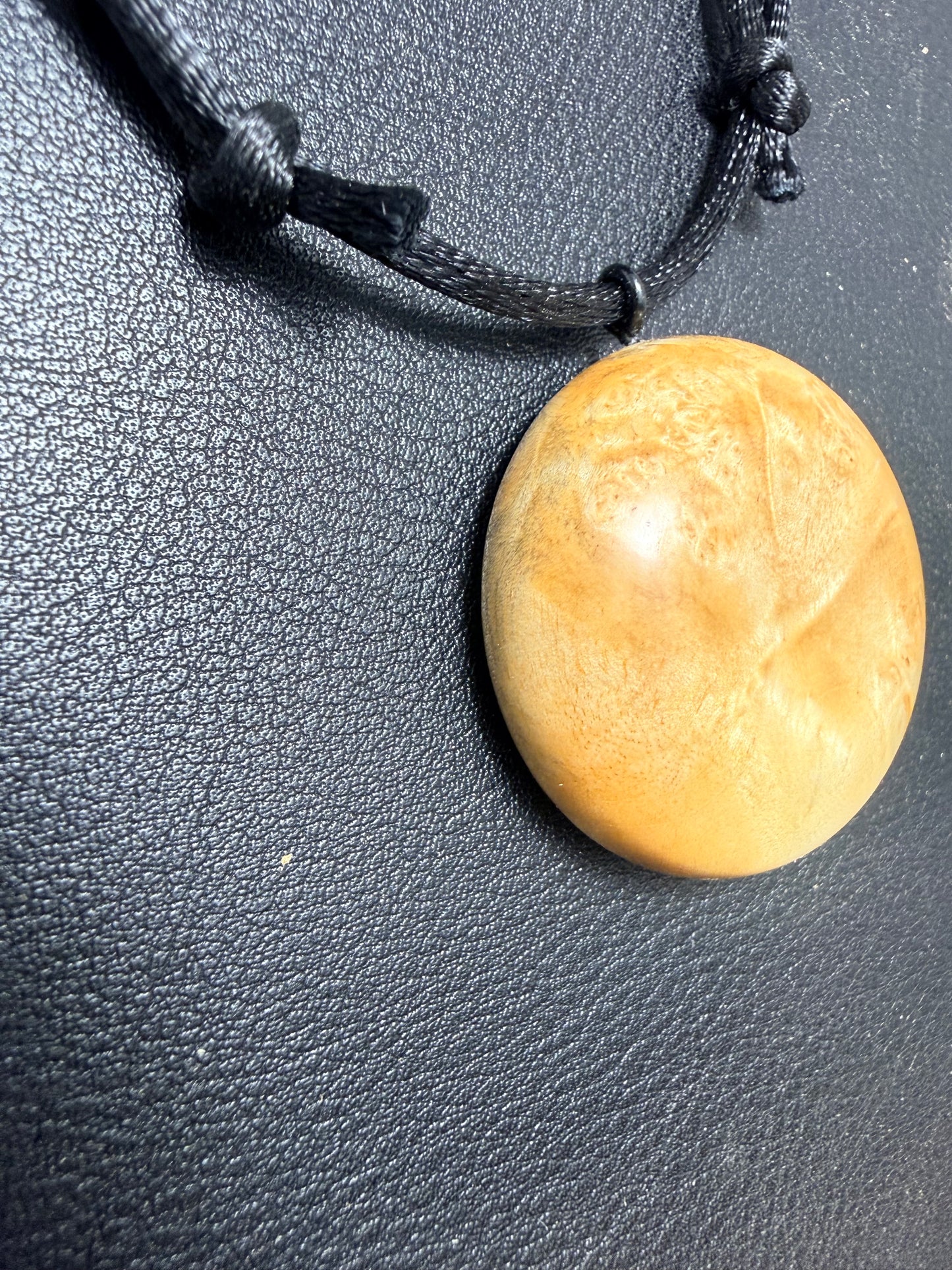 Maple Burl Pendant with silky smooth nylon necklace