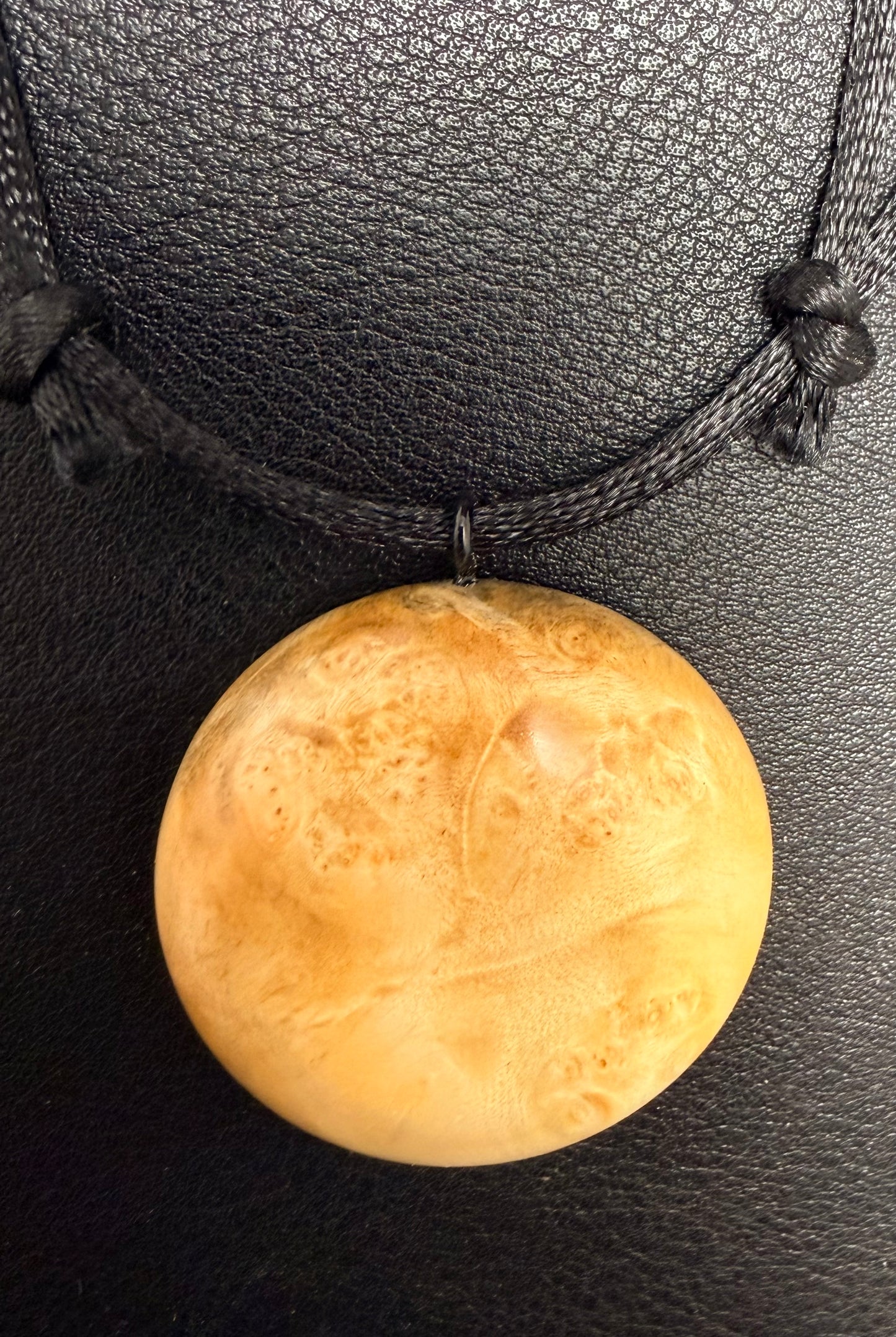 Maple Burl Pendant with silky smooth nylon necklace