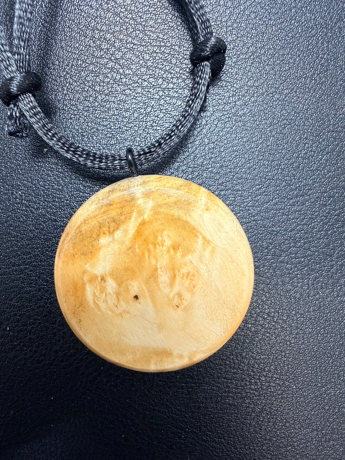 Maple Burl Pendant with silky smooth nylon necklace