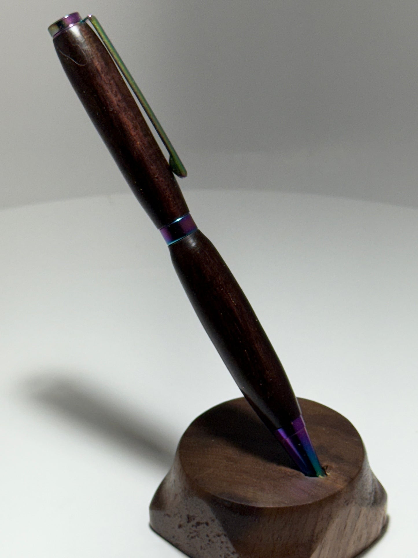 Indian rosewood slimline style twist pen w/multicolored trim