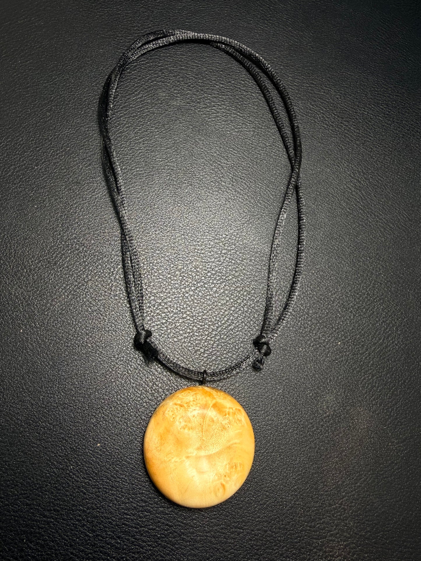 Maple Burl Pendant with silky smooth nylon necklace