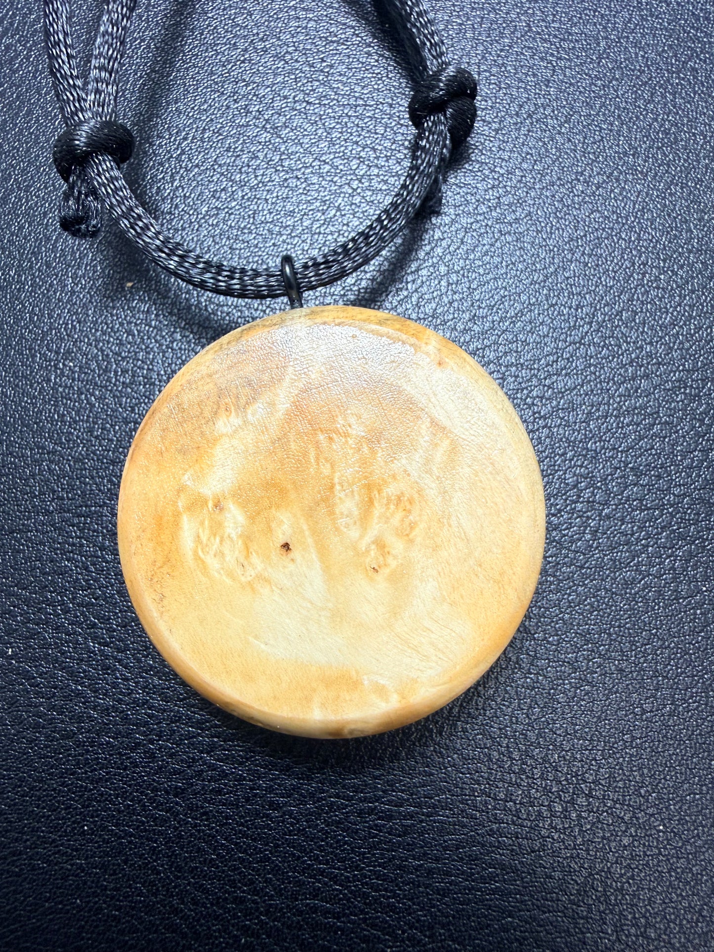 Maple Burl Pendant with silky smooth nylon necklace