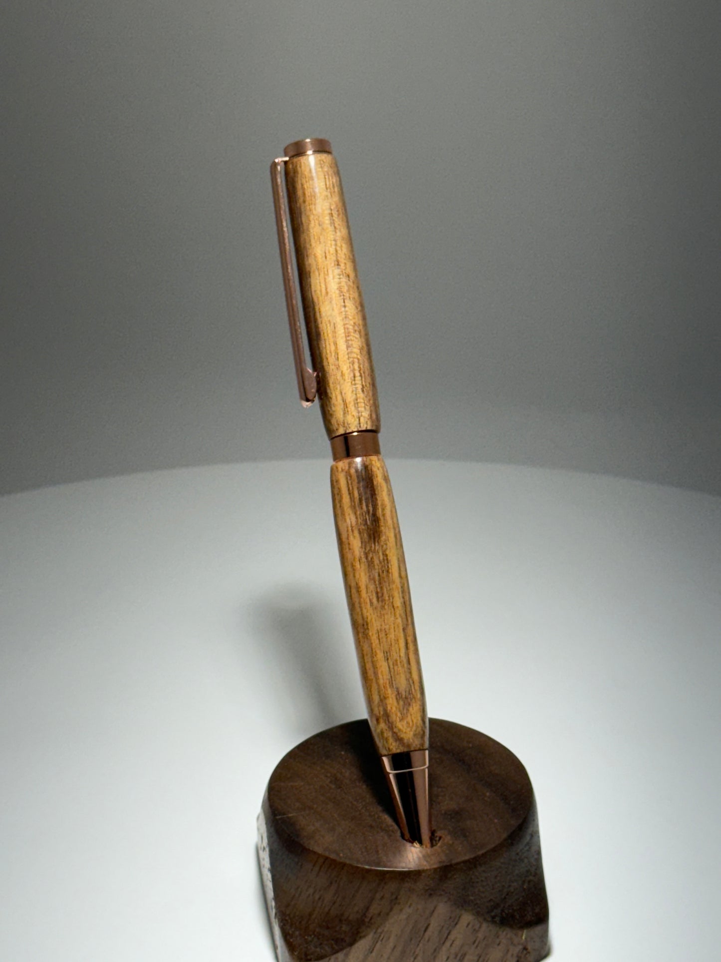 Curupau wood slimline style twist pen w/ Rose Gold trim