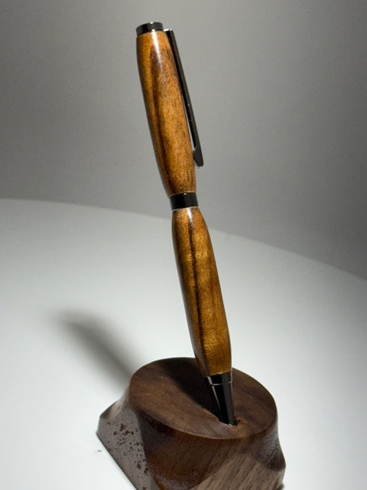 Curly Shedua slimline style twist pen W/Gunstock trim