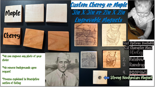 Custom Engraved Wood Magnet - Cherry or Maple options