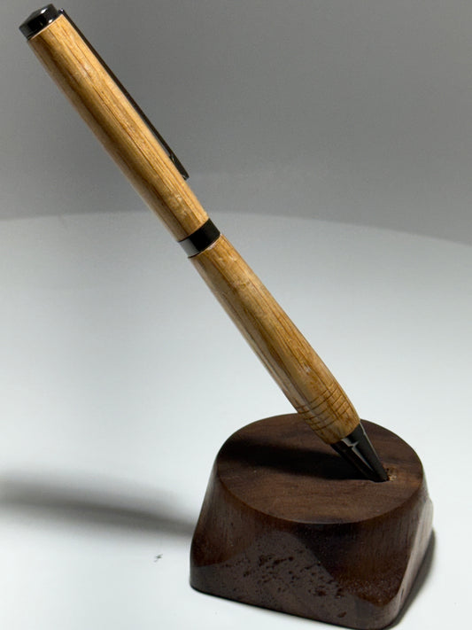 Red Oak slimline style twist pen w/ gunstock trim