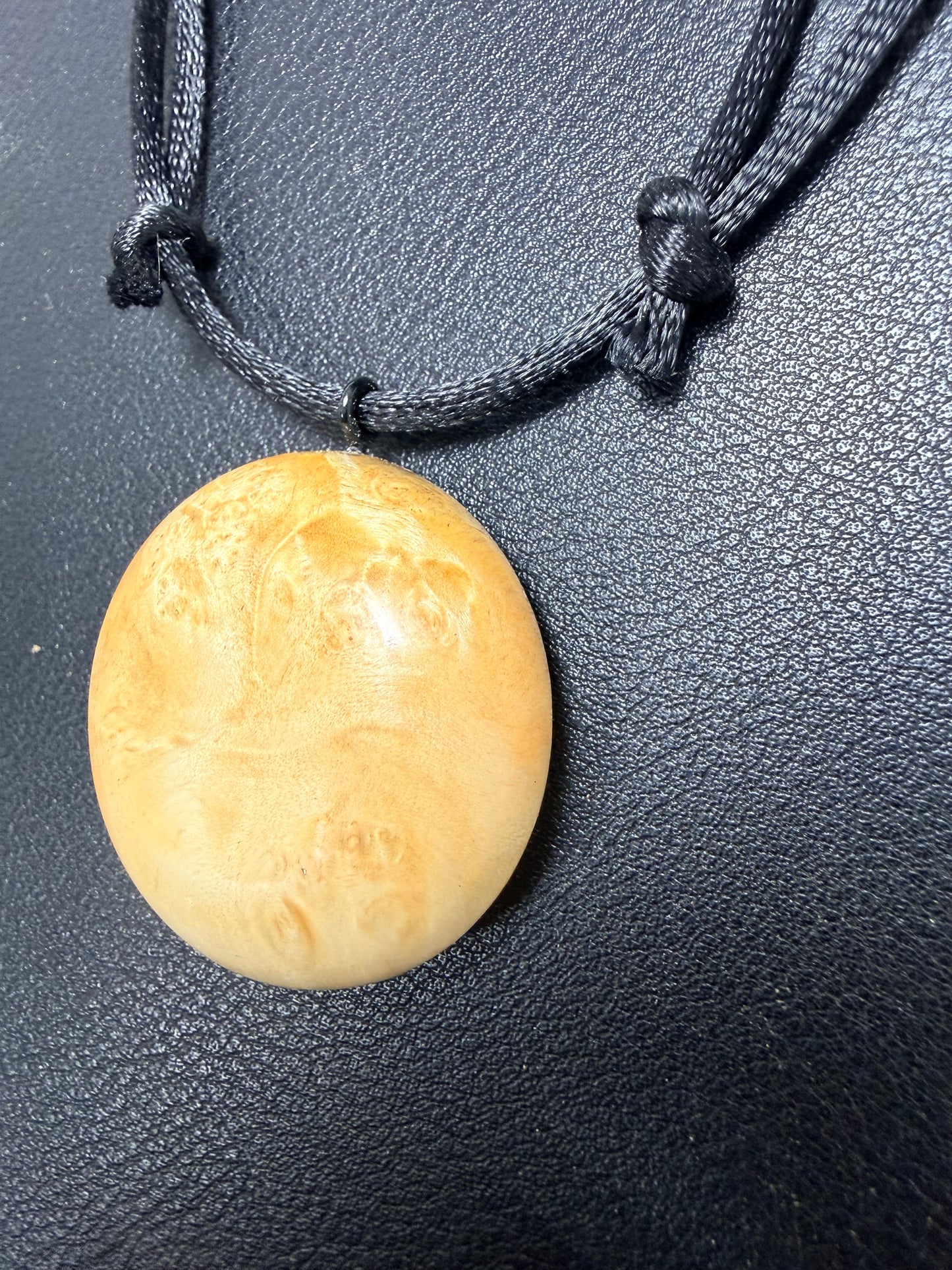Maple Burl Pendant with silky smooth nylon necklace