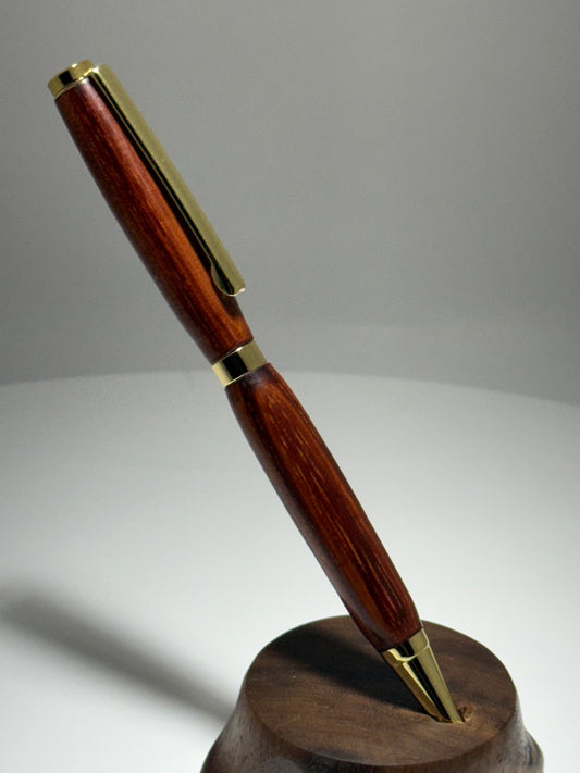Sapele slimline style twist pen W/Brass trim