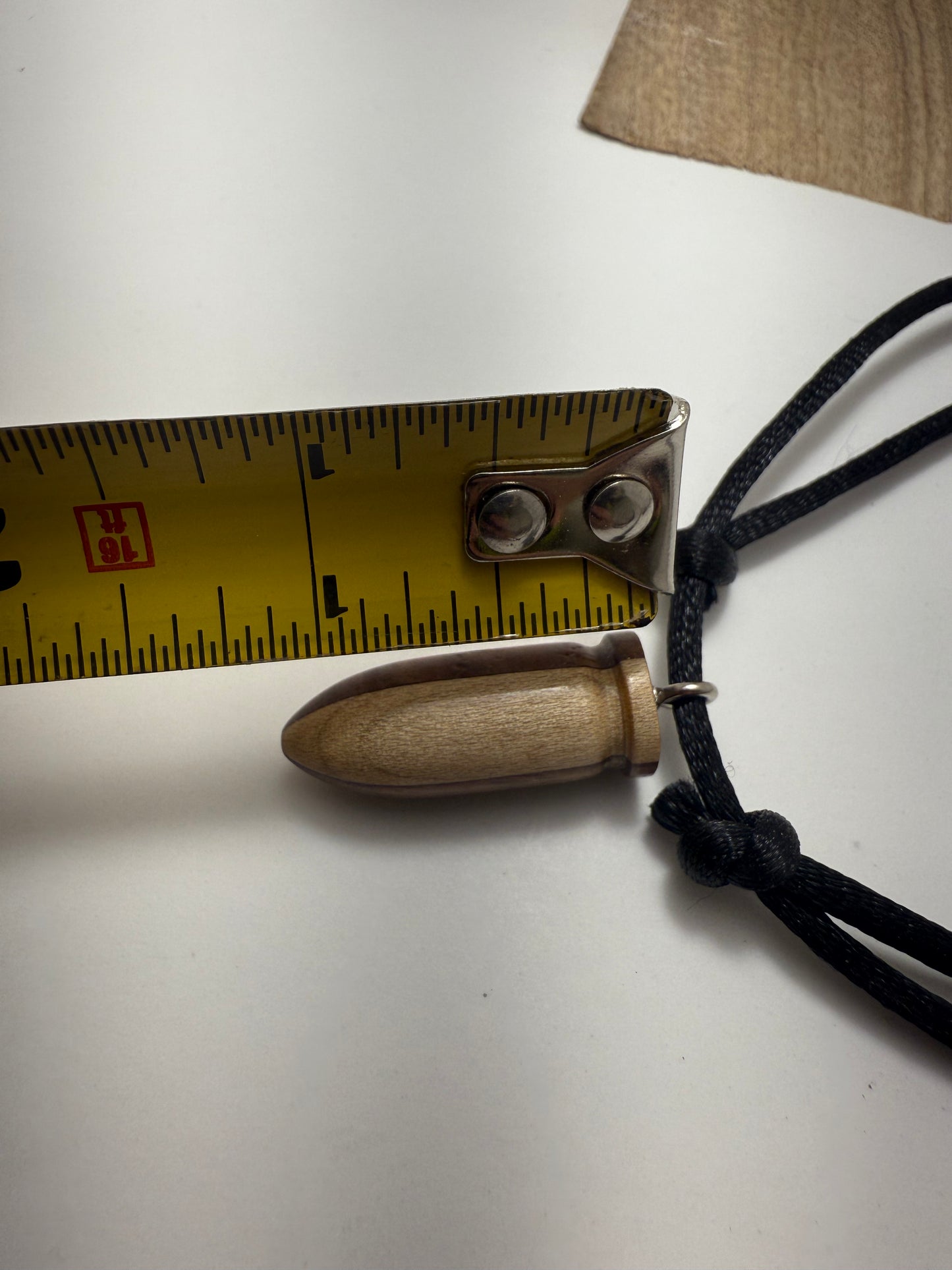 Black Walnut & Hard Maple bullet style Pendant w/black silky nylon adjustable necklace