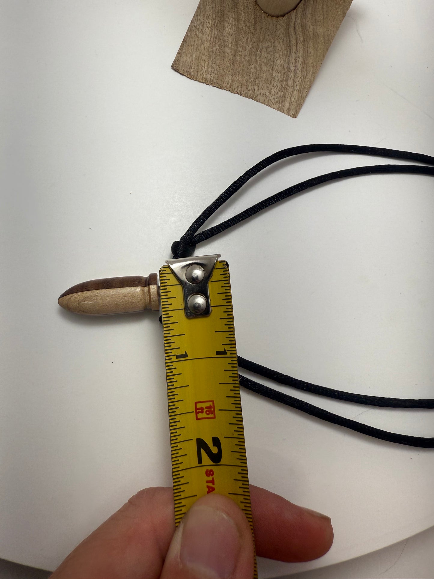 Black Walnut & Hard Maple bullet style Pendant w/black silky nylon adjustable necklace