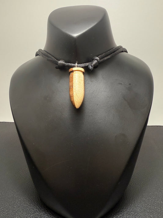 Black Walnut & Hard Maple bullet style Pendant w/black silky nylon adjustable necklace