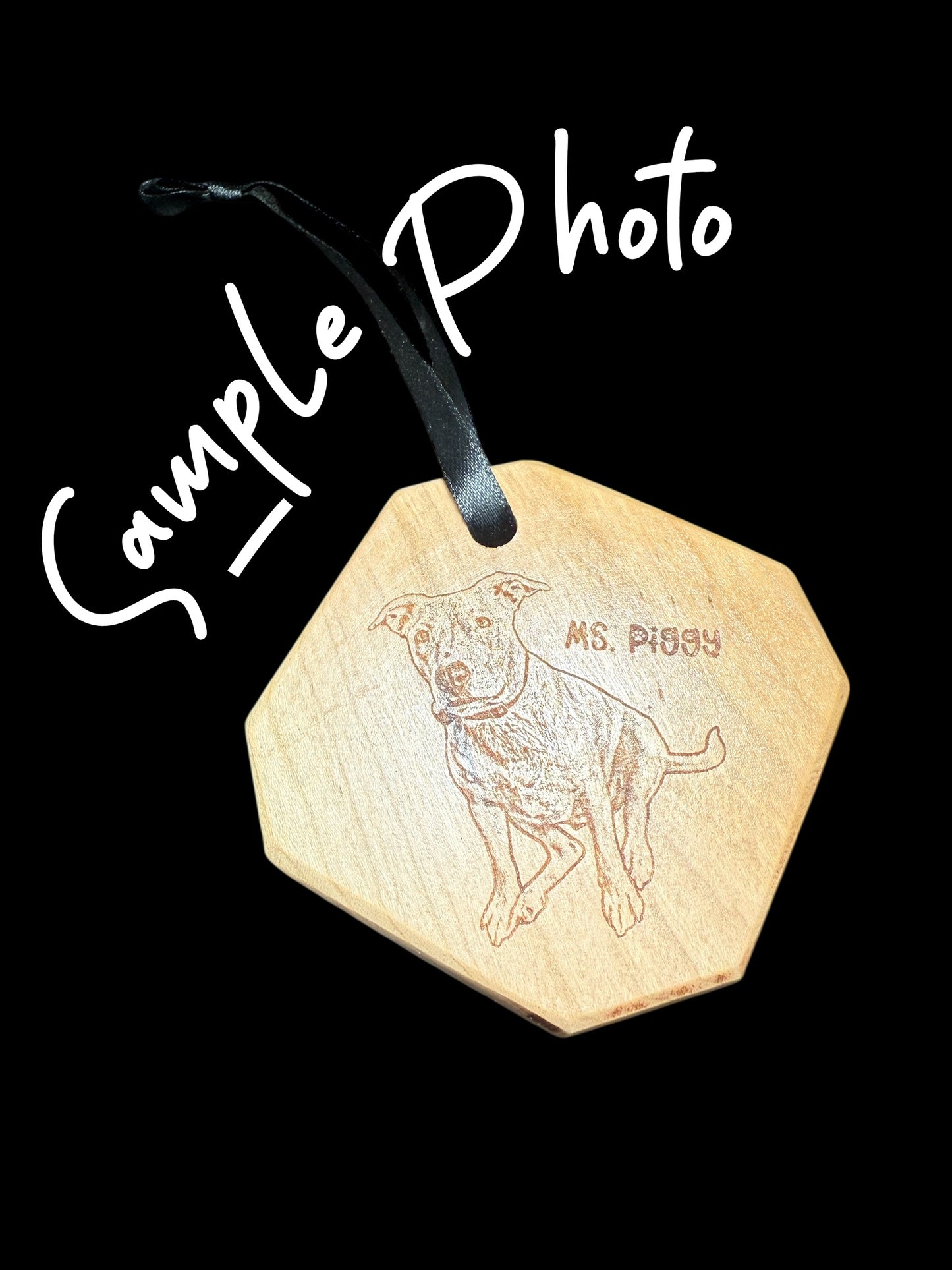 Custom Cherry Wood Ornament - Pet Portrait style