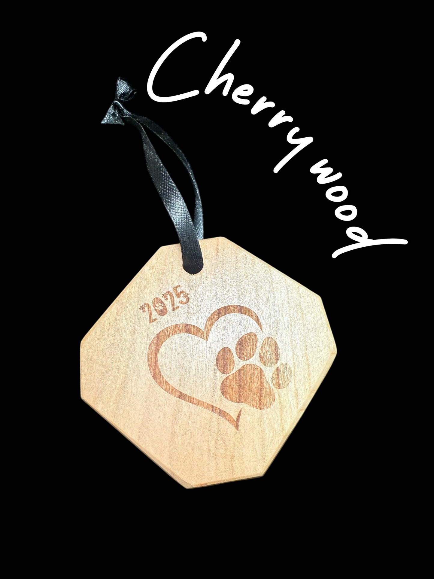 Custom Cherry Wood Ornament - Pet Portrait style
