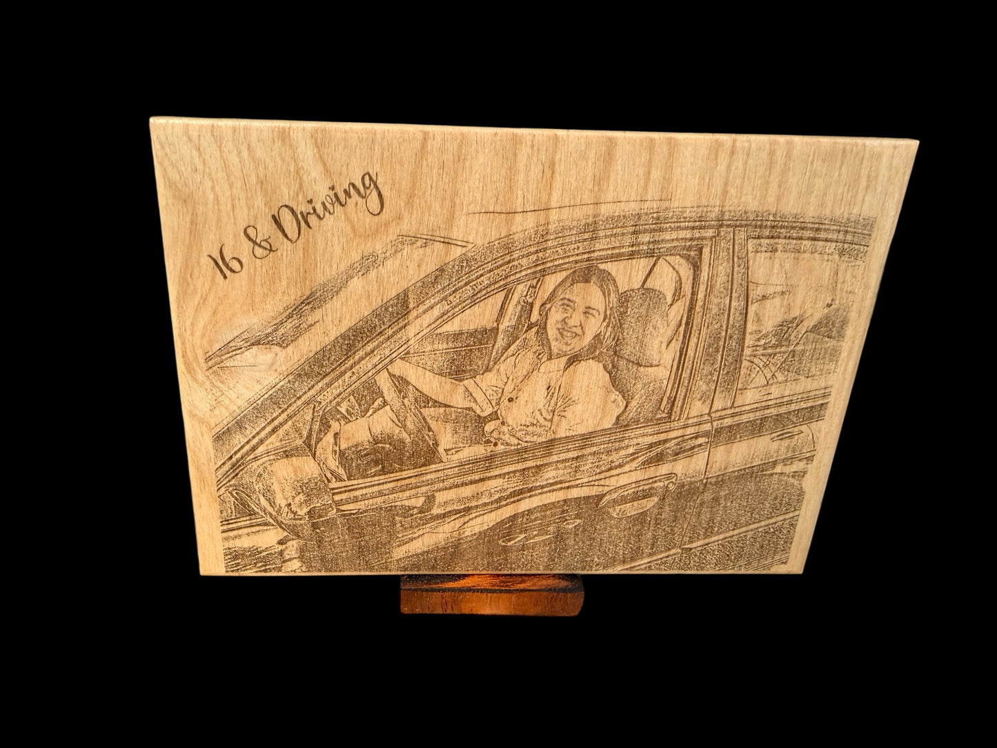 Custom Alder Wood 4inchx6inch or 4inchx4inch Portrait with mystery wooden stand