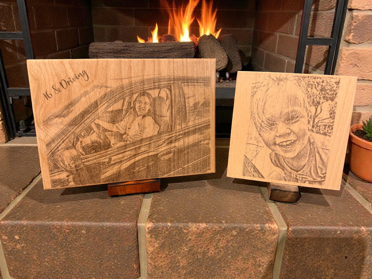 Custom Alder Wood 4inchx6inch or 4inchx4inch Portrait with mystery wooden stand