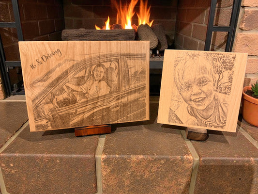 Custom Alder Wood 4inchx6inch or 4inchx4inch Portrait with mystery wooden stand