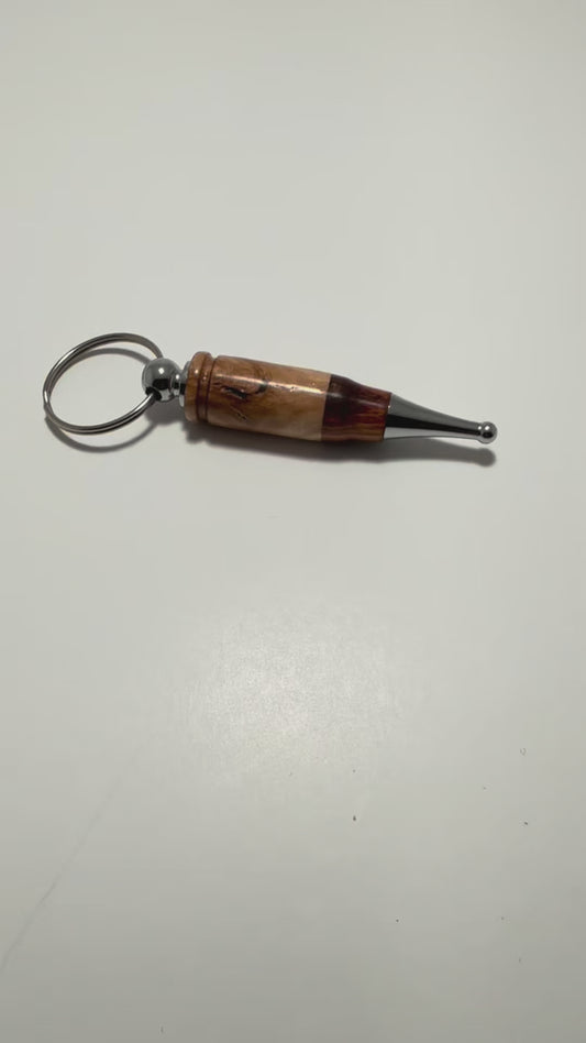 Maple burl/Sapele bullet style keychain