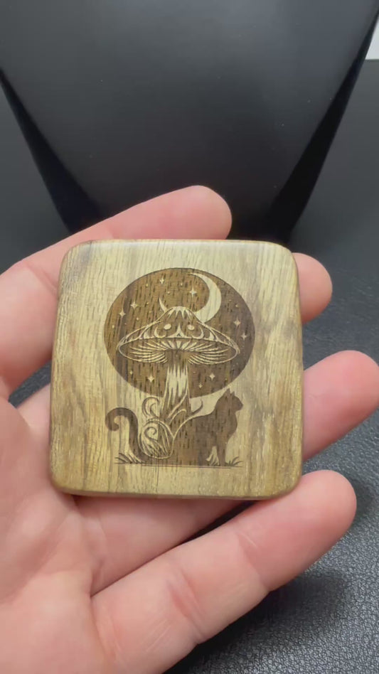 Fidget Wood square- Mystical Mushroom 187 on black limba