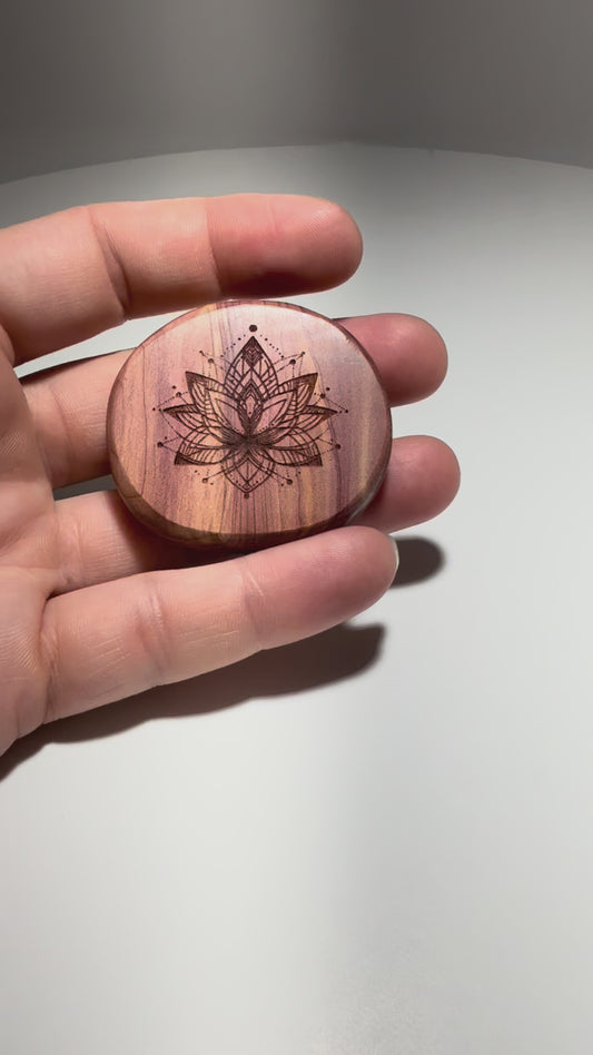 Aromatic Cedar Wood Palm Stone/Fidget Wood -Sacred Geometry #108