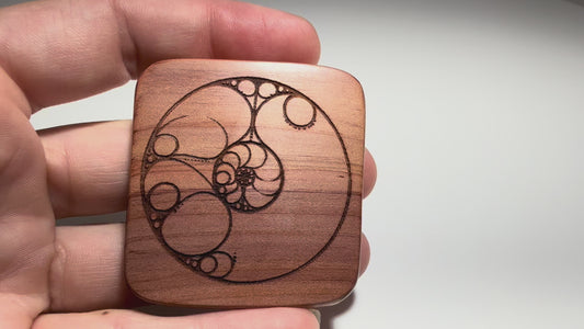 Aromatic Cedar Wood Palm Stone/Fidget Wood -Sacred Geometry #27